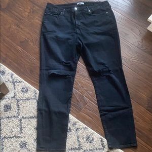 Good American Good Legs black distressed jeans